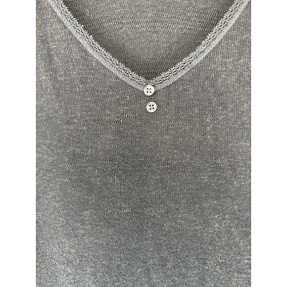 Black V-Neck Basic Casual Lace Trim Elena Gilbert Top Dainty Stretch Everyday - Picture 3 of 12